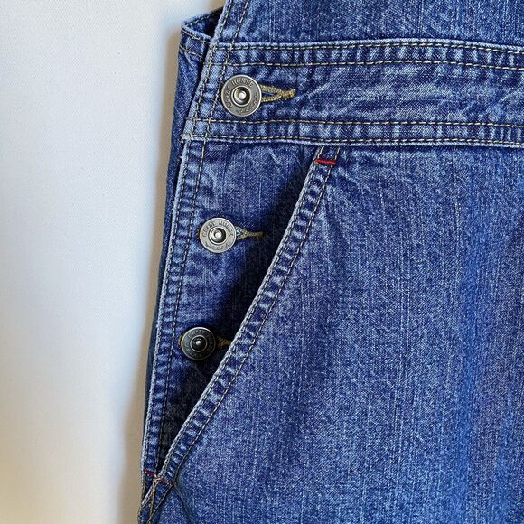 Vintage Crazy Horse Denim Midi Dress Women XL Blue Pockets Jumper 90s Cowgirl - Picture 12 of 12